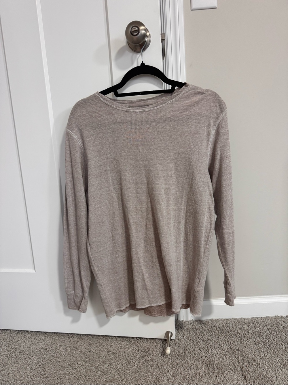 Reclaim Buckle Men's Drop Needle Thermal Long Sleeve Shirt Taupe Beige